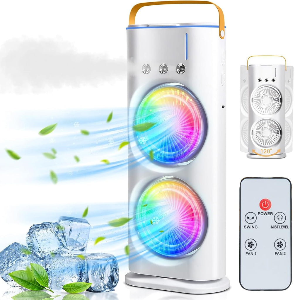 Double Fan Rechargeable Mini Spray Cooler