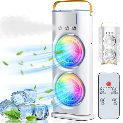 Double Fan Rechargeable Mini Spray Cooler