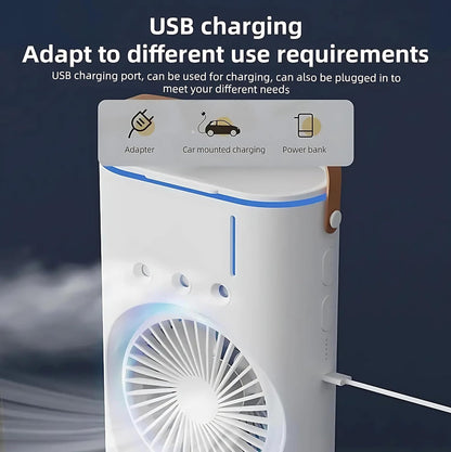 Double Fan Rechargeable Mini Spray Cooler